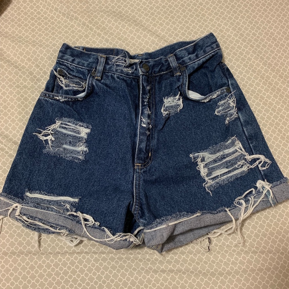 High waisted jean shorts
